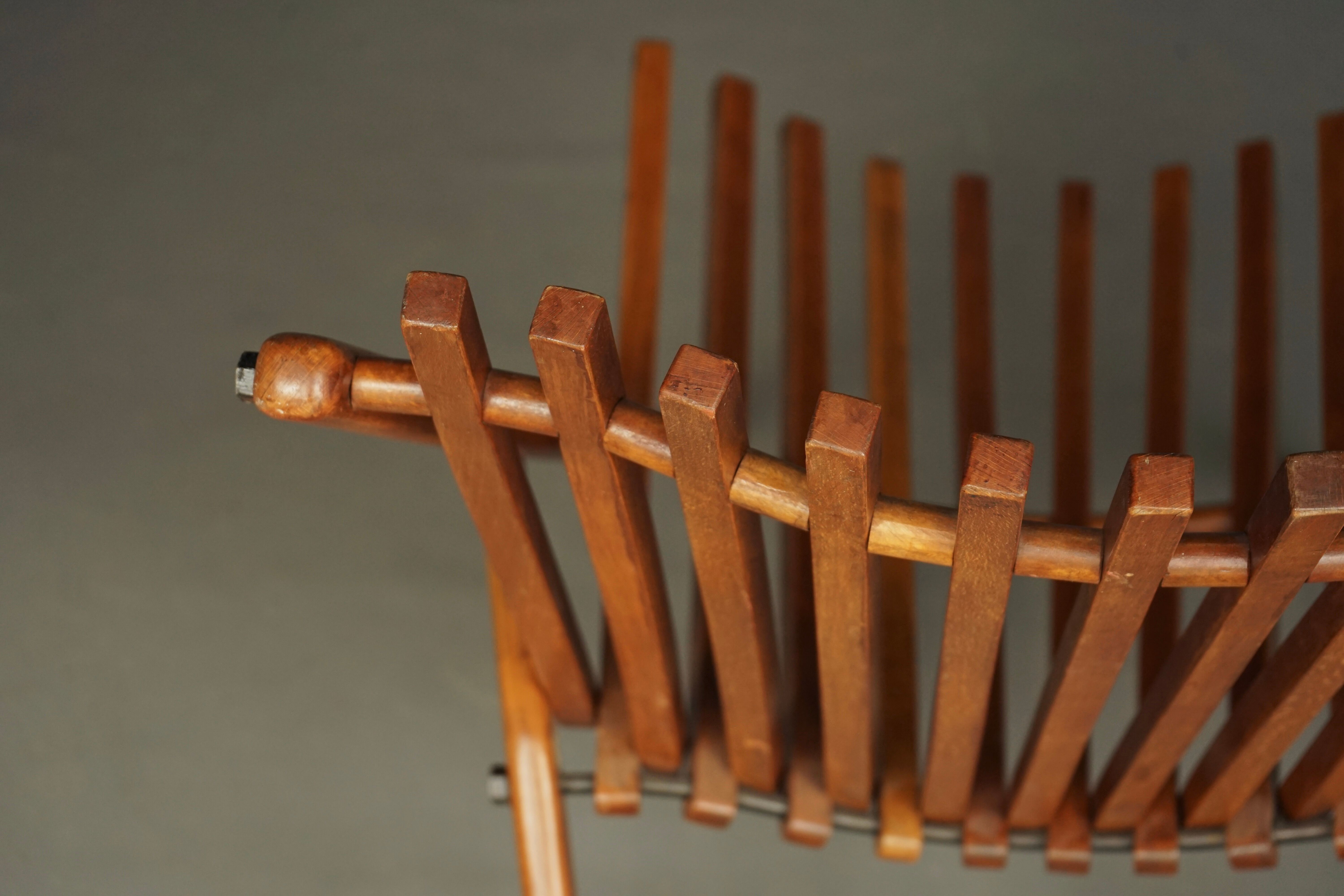 Vintage Dutch Slatted Lounge Chair in Beech, 1950s