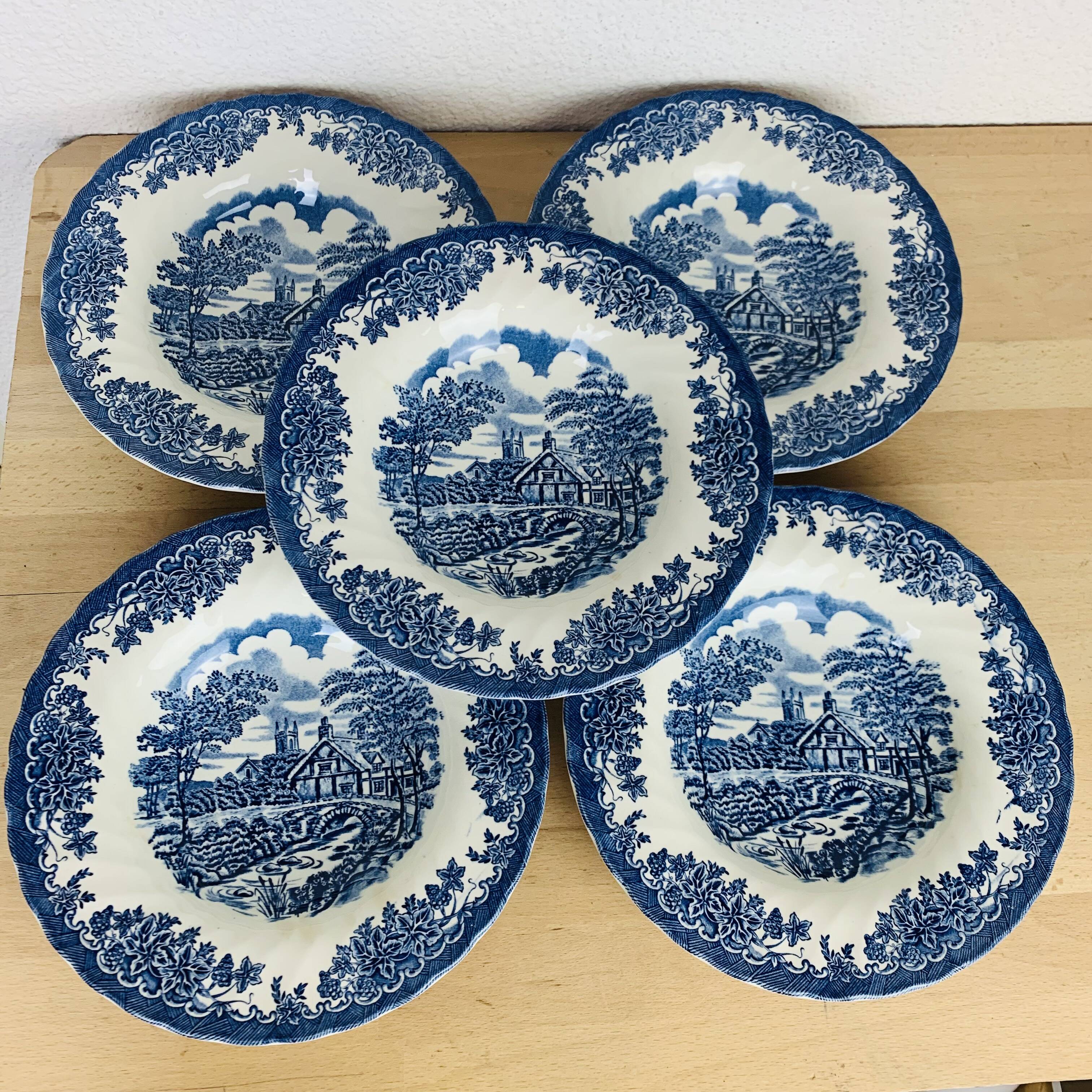 5 Myott The Brook English ironstone soup plates