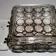 19x19cm  iron-ring glass ceiling lamp by Limburg Glashütte Germany 1960s