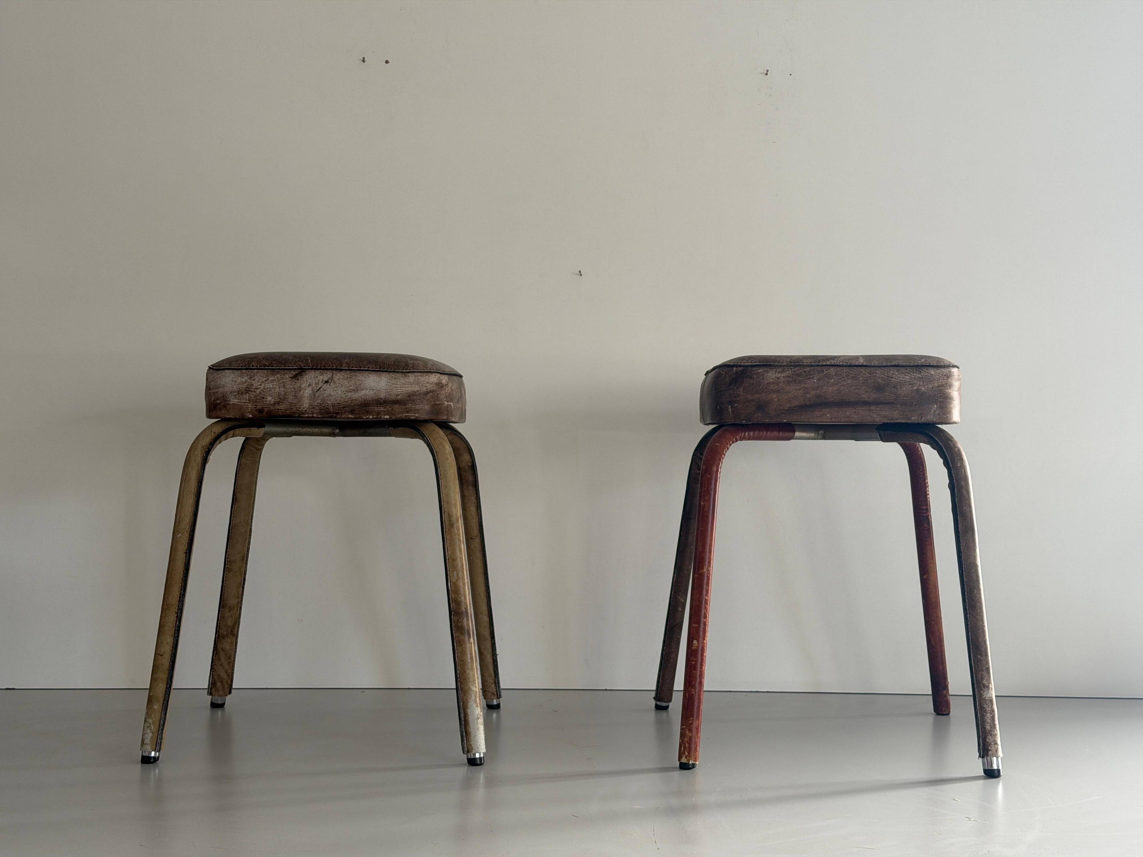 Paire de tabourets en simili-cuir, 1970, Allemagne