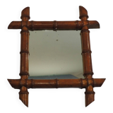 Antique mercury mirror in turned bamboo-style wood – Rare 19th century piece