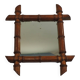 Miroir ancien au mercure et bois tourné imitant le bambou, XIXe s