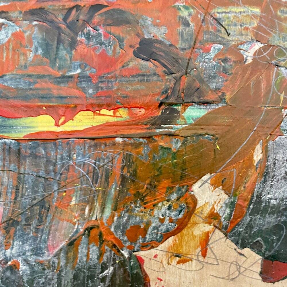 Modern Multicolored Painting, 2022, Acrylic on Wood, Framed