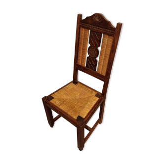 Straw chair with straw back