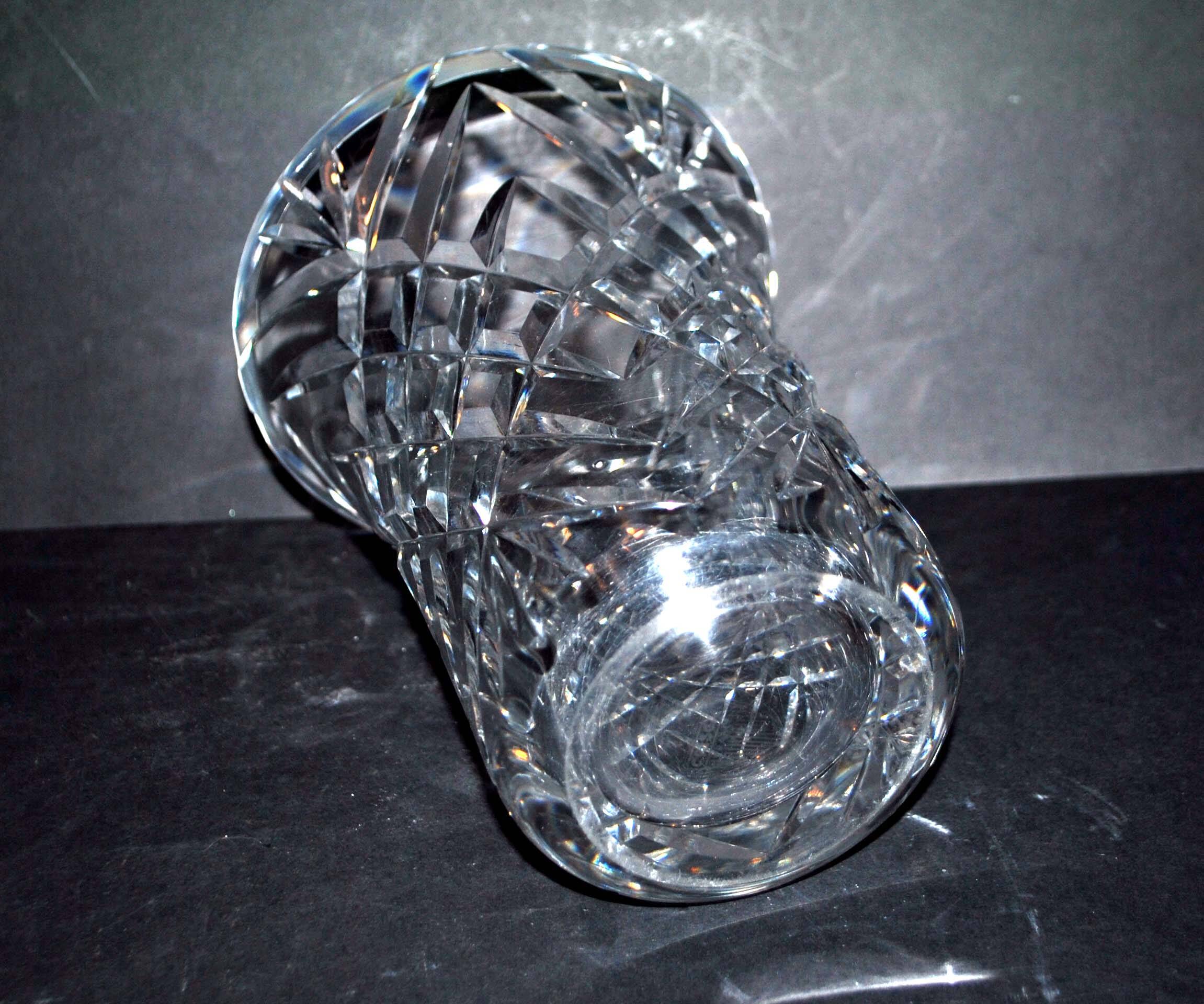 Vintage flared vase in cut crystal signed crystalworks crisgar 1950-1960