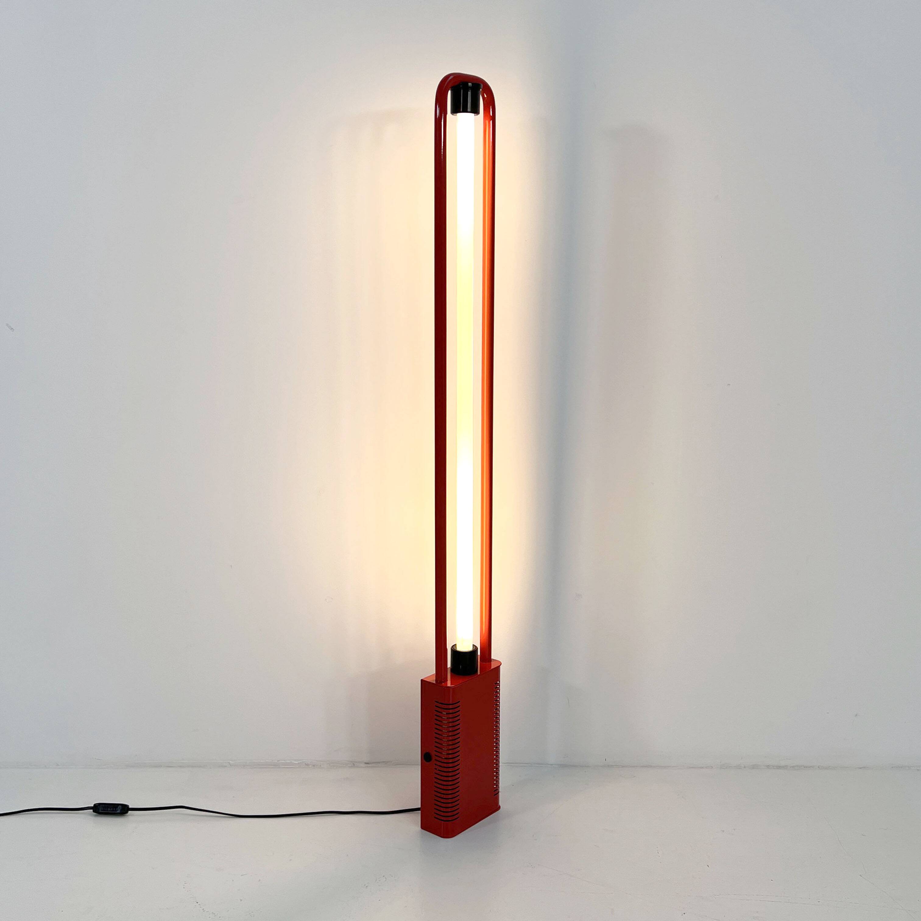 Uno red floor lamp by Gian N. Gigante for Zerbetto, 1980