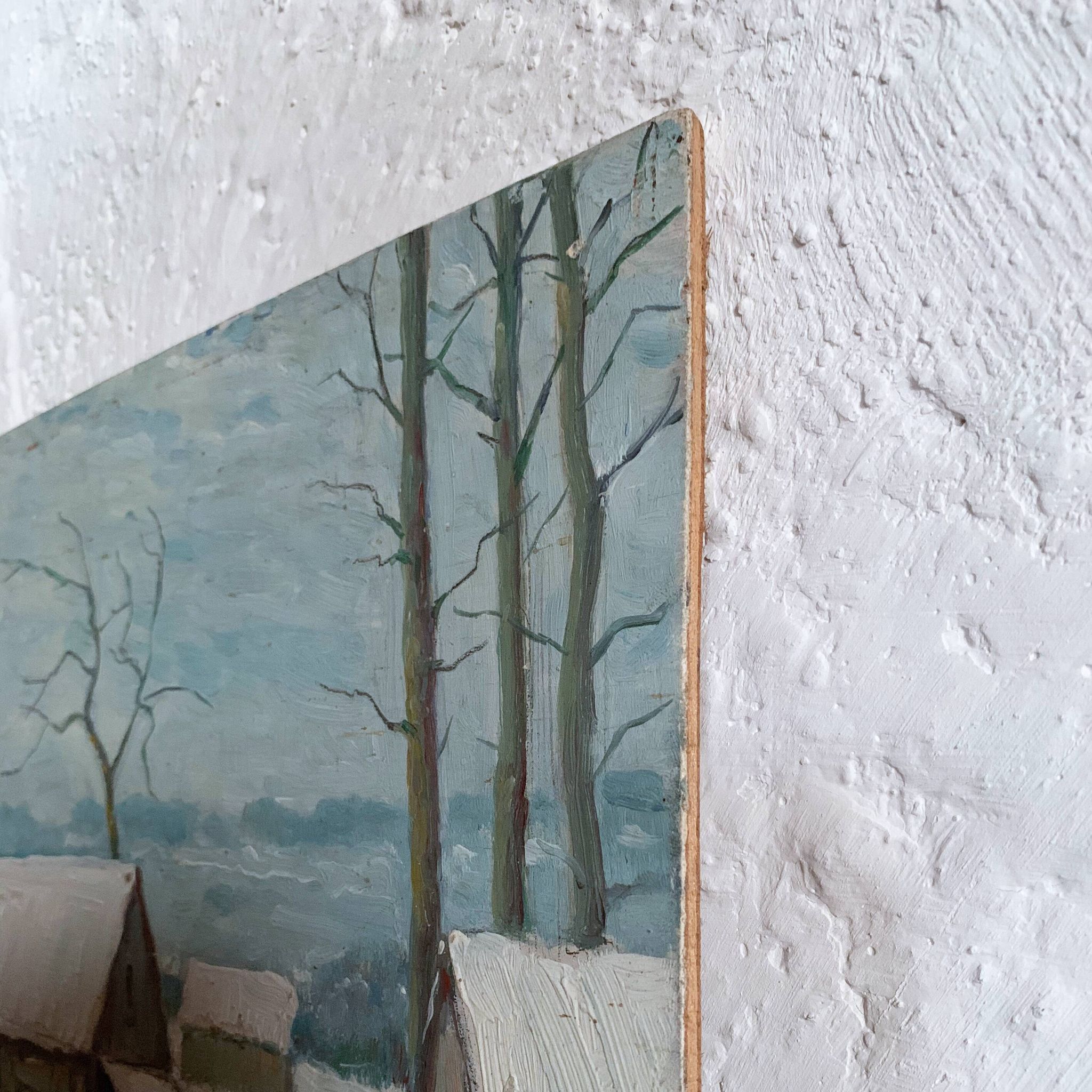 Oil on wood panel - snowscape G. Moses