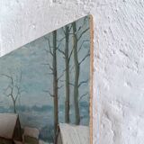 Oil on wood panel - snowscape G. Moses