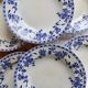 6 antique deep plates, blue and white Dresden porcelain