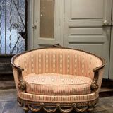 Small Sofa / Marquise From the Napoleon III Period in Waxed Wood in Louis XVI Style