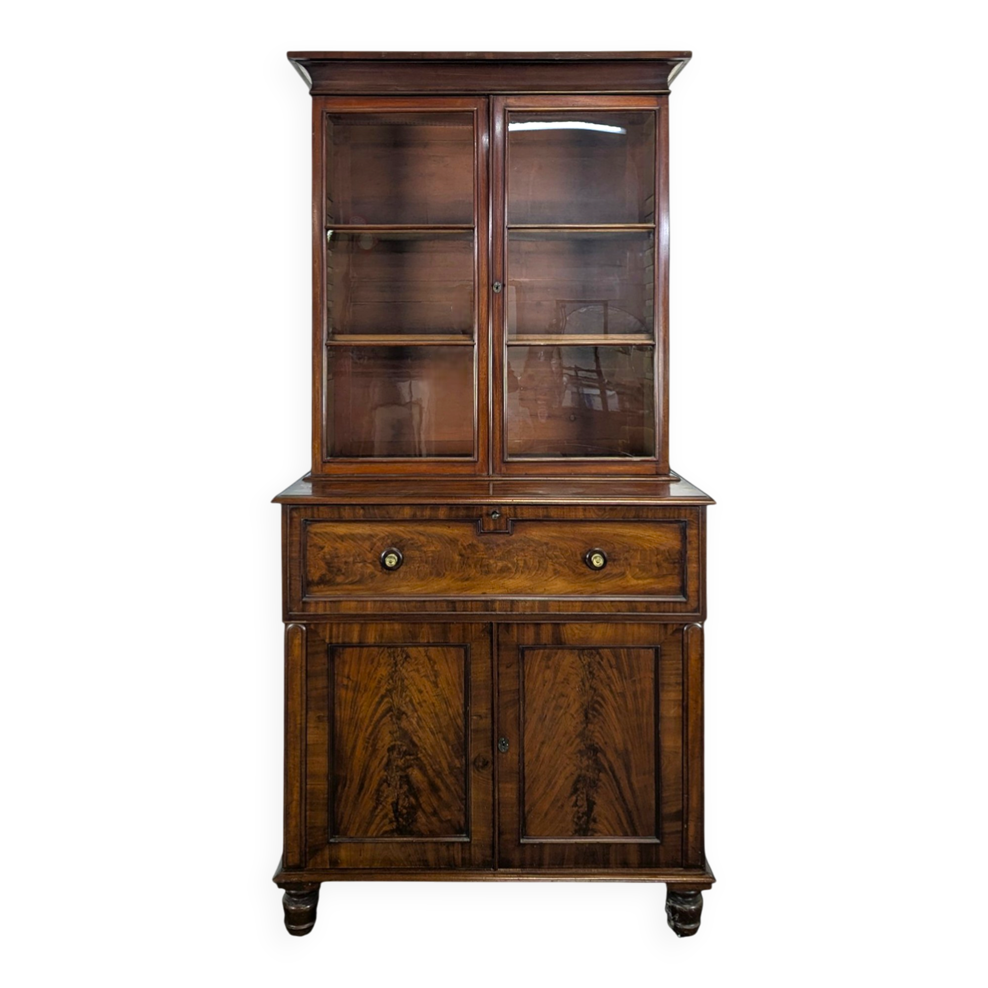 English mahogany secretary bookcase.