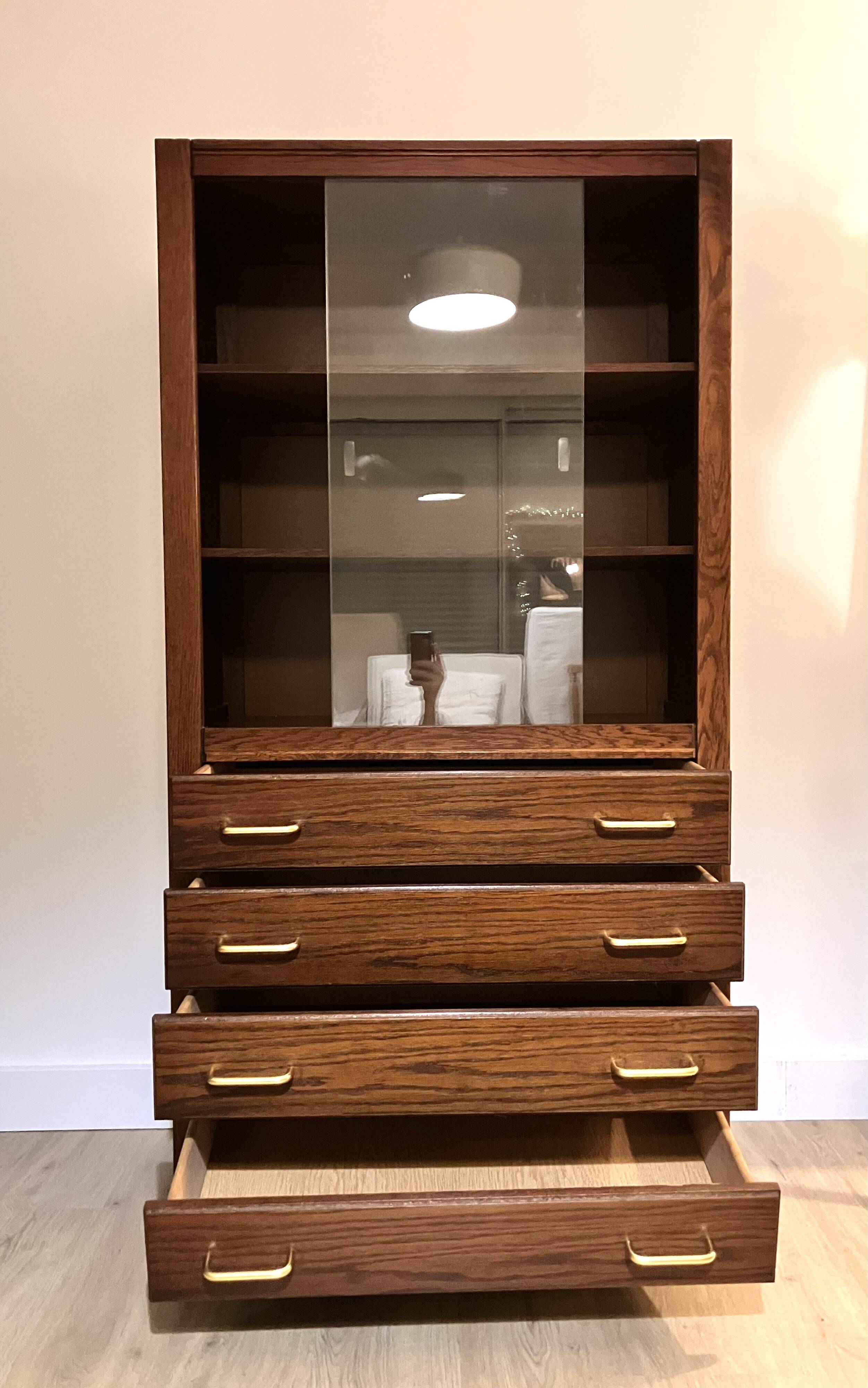 Vitrine commode bois année 70