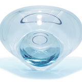Vase en verre bleu Holmegaard signé numéroté n°19258