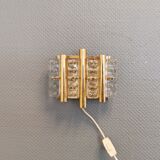 Old Swedish wall lamp, made of hard pressed glass, brass and metal