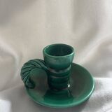 Vallauris green ceramic candlestick
