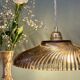 Vintage amber molded glass lampshade pendant light - tableware collection -
