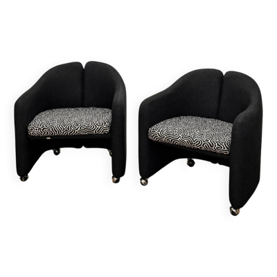 Paire de fauteuils d'Eugenio Gerli pour Tecno à motifs, années 70