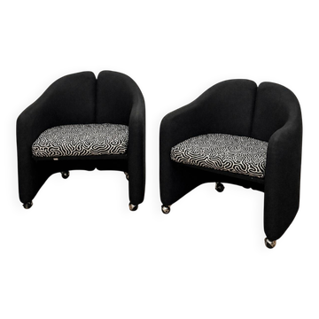 Paire de fauteuils d'Eugenio Gerli pour Tecno à motifs, années 70