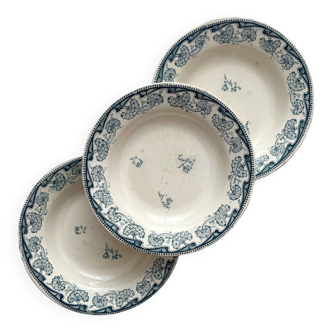3 soup plates in iron clay "Milan" Creil et Montereau