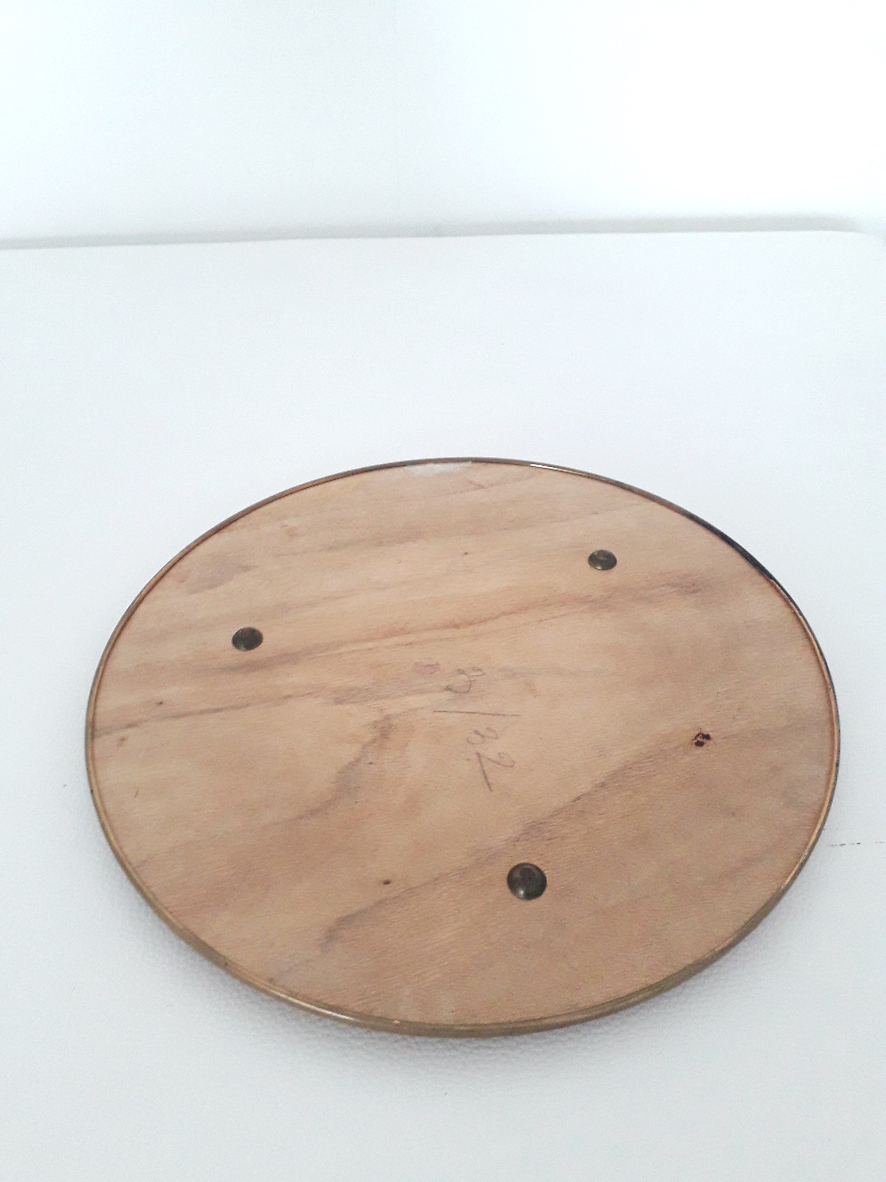 Old mirror and brass top, round, vintage 1960, 32 cm
