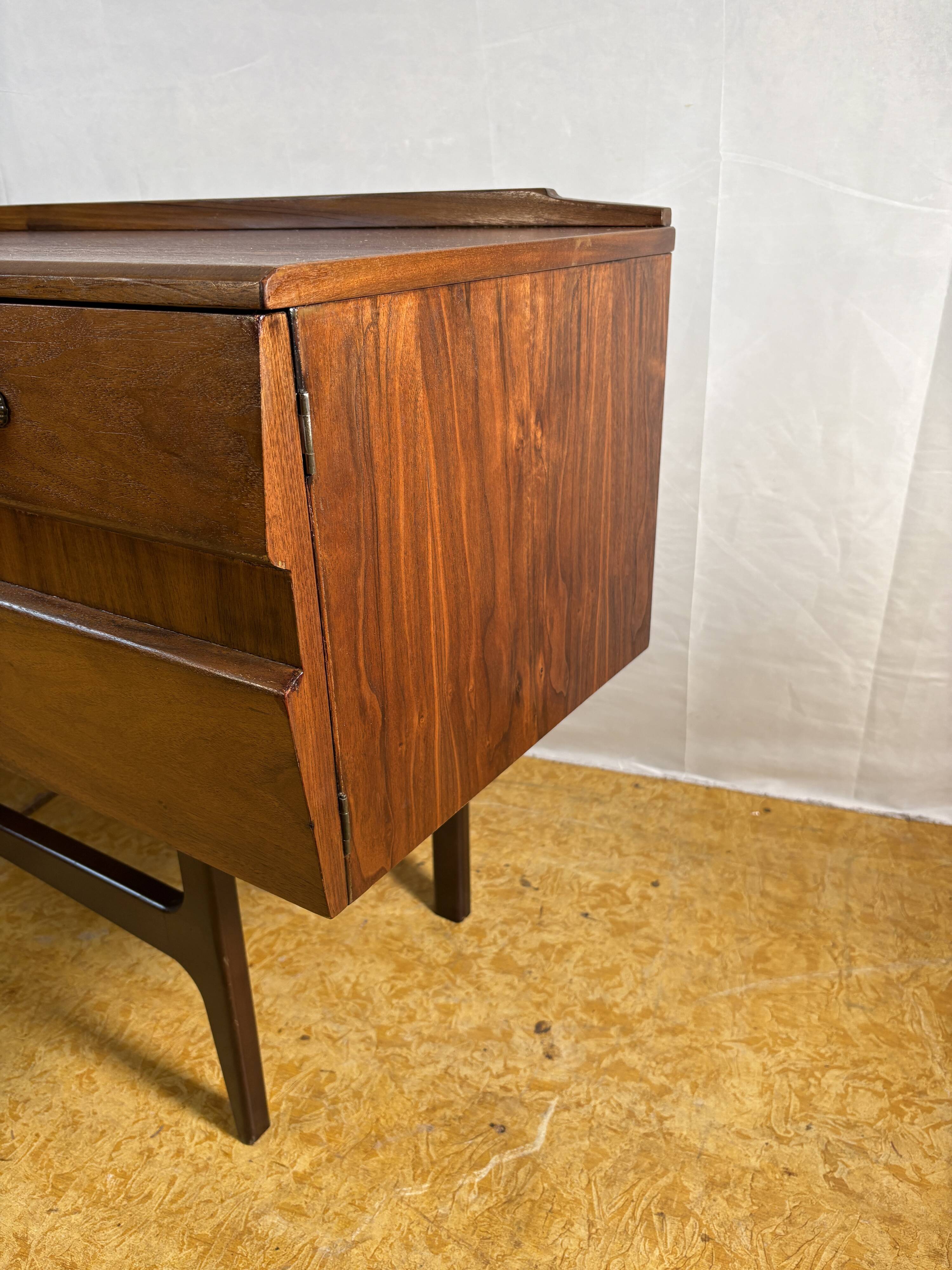 Mid-Century Retro Vintage Walnut Sideboard by Meredew 1960s  Sleek Design
