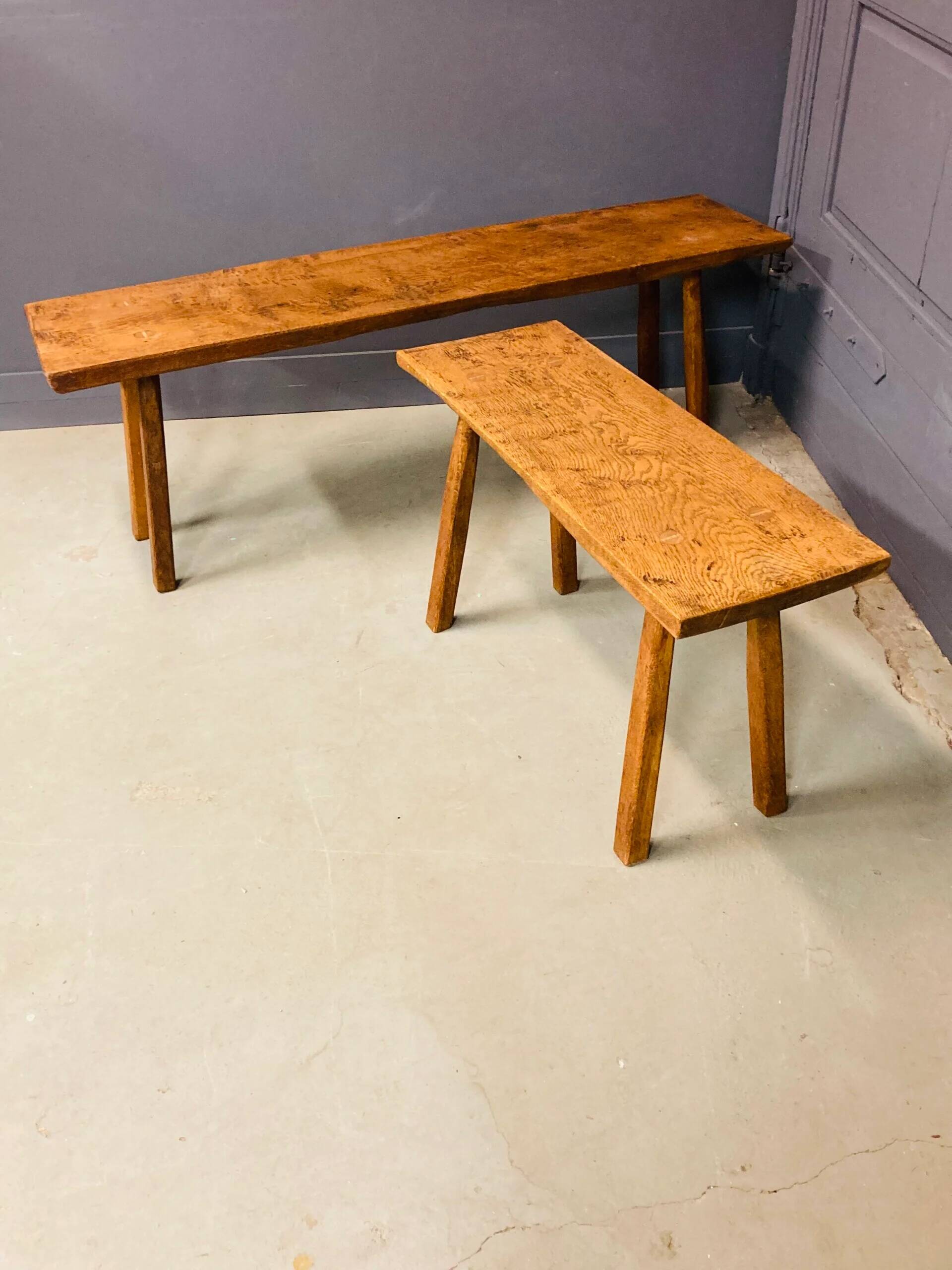 Industrial bench / butcher's table, 1950s, solid oak