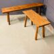 Industrial bench / butcher's table, 1950s, solid oak