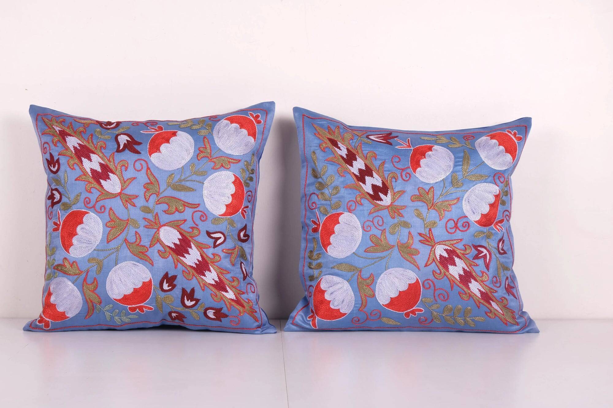 Set of 2 vintage embroidered cushion covers 48x48 cm