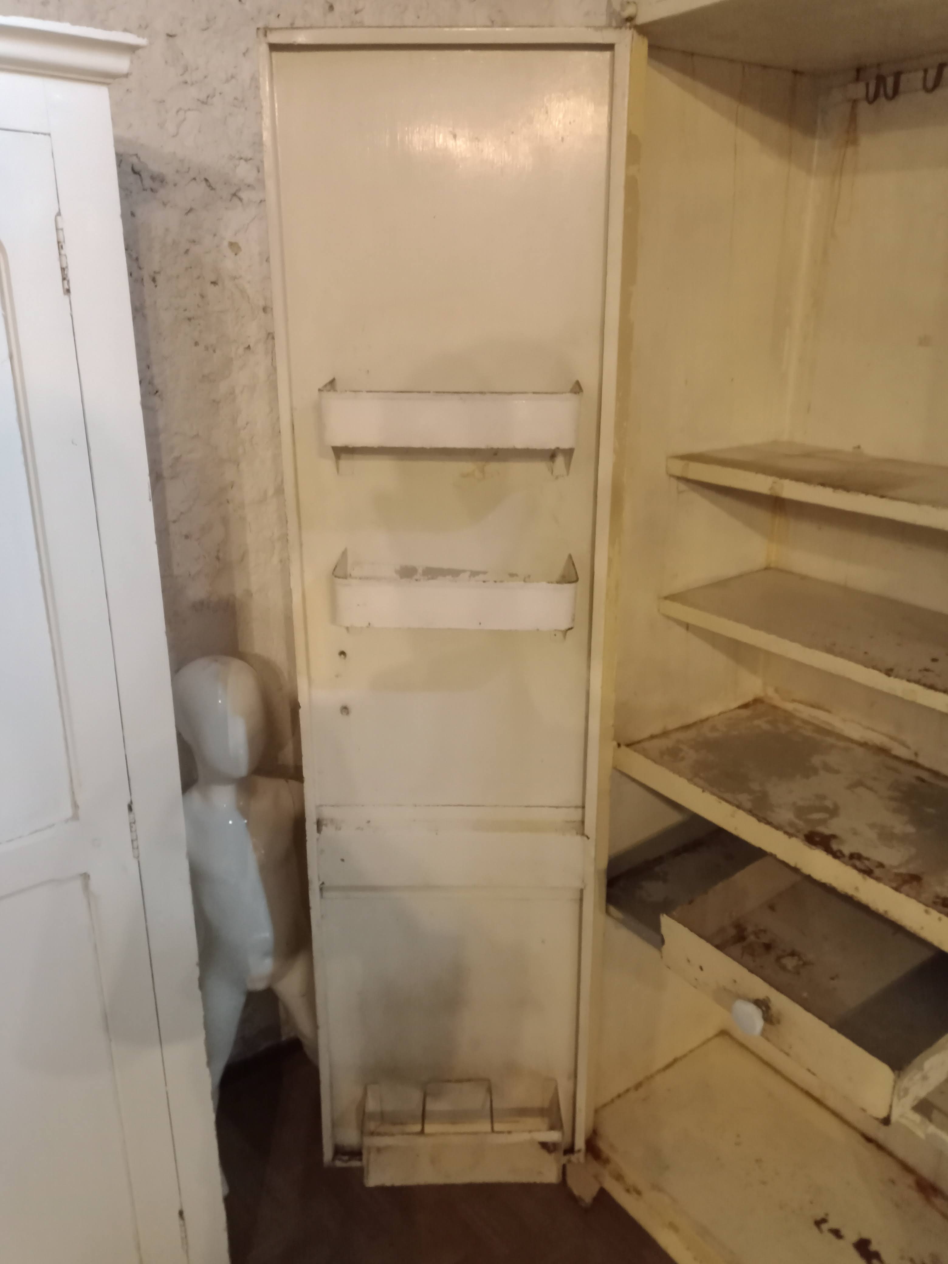 antique metal cabinet two doors