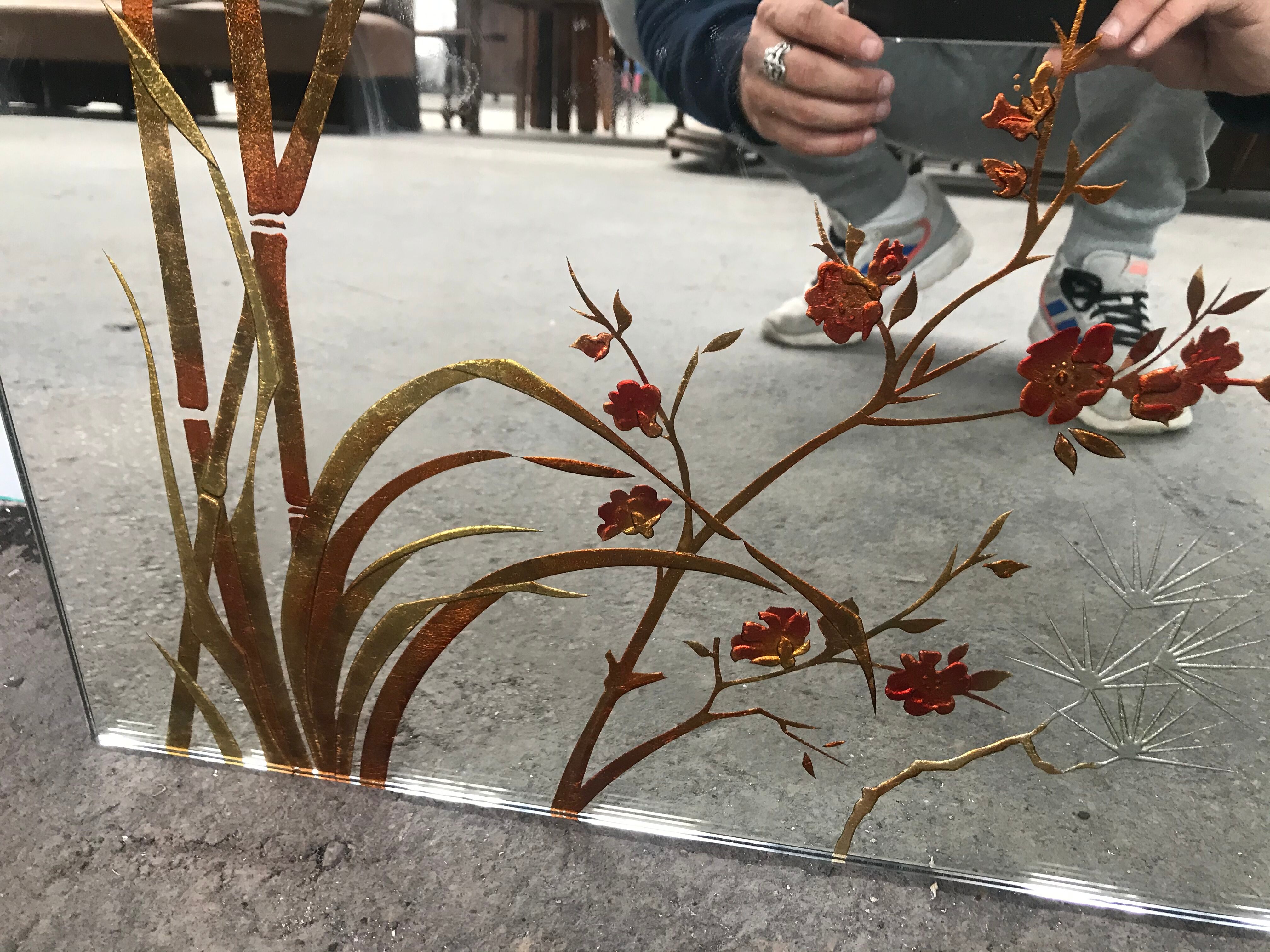 Exotic-patterned brasserie bistro mirror