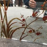 Exotic-patterned brasserie bistro mirror