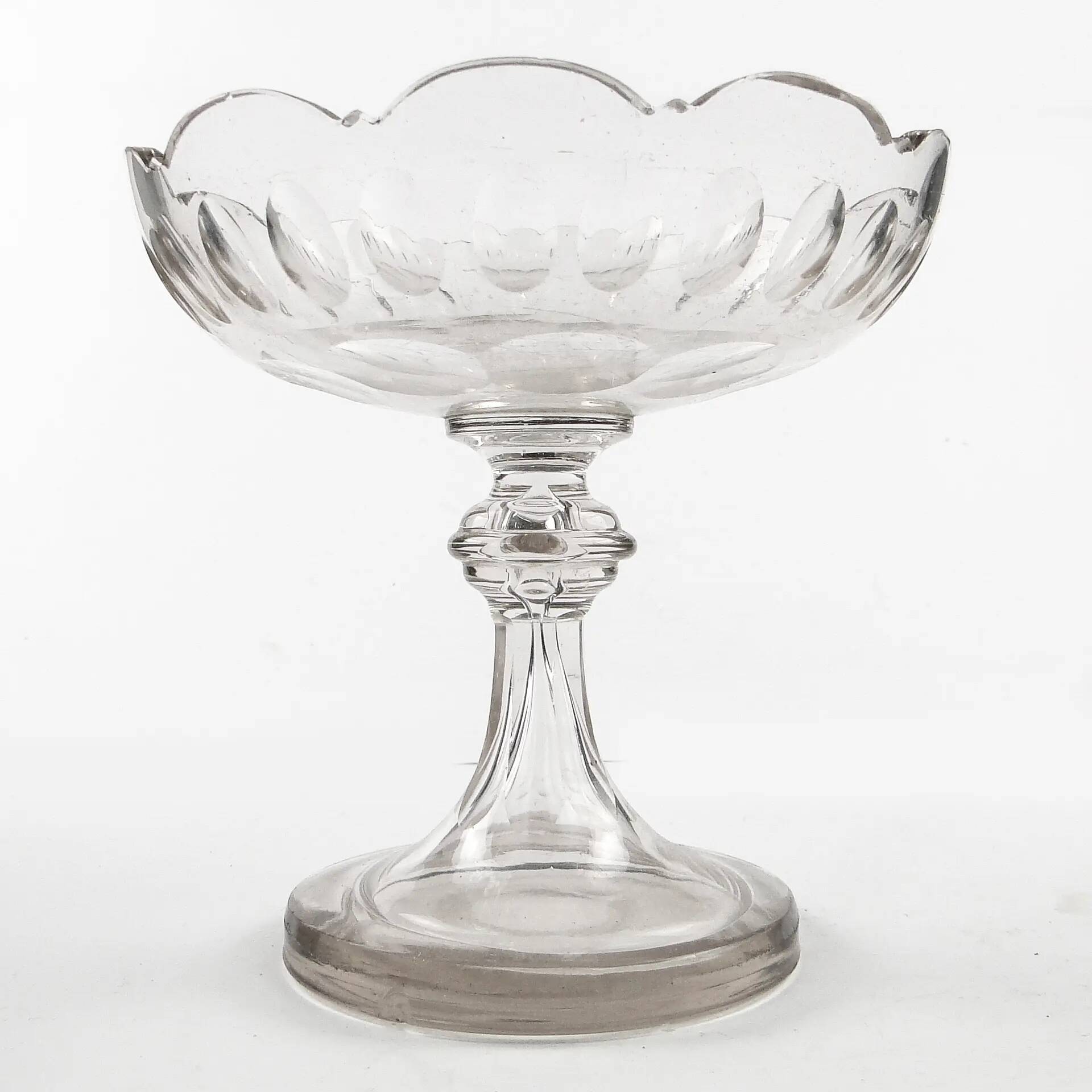 Biedermeier compote, transparent crystal, Czechia, 19th century