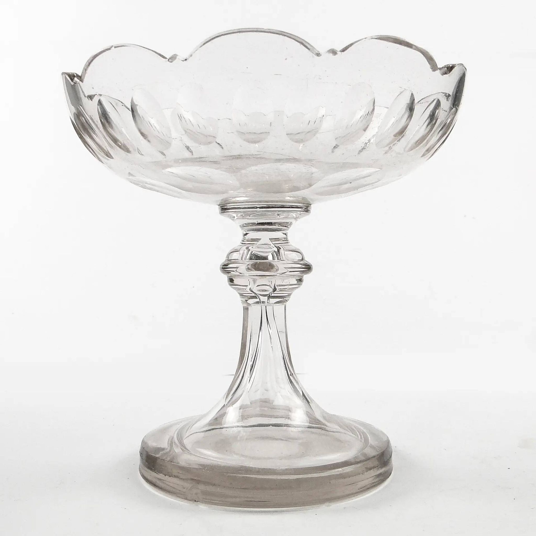 Biedermeier compote, transparent crystal, Czechia, 19th century