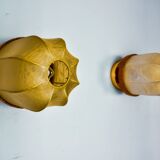 Paire d'appliques "cocoon", résine et pin, italie, 1970