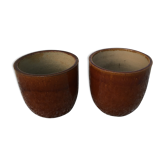 Lot of two enamelled jars