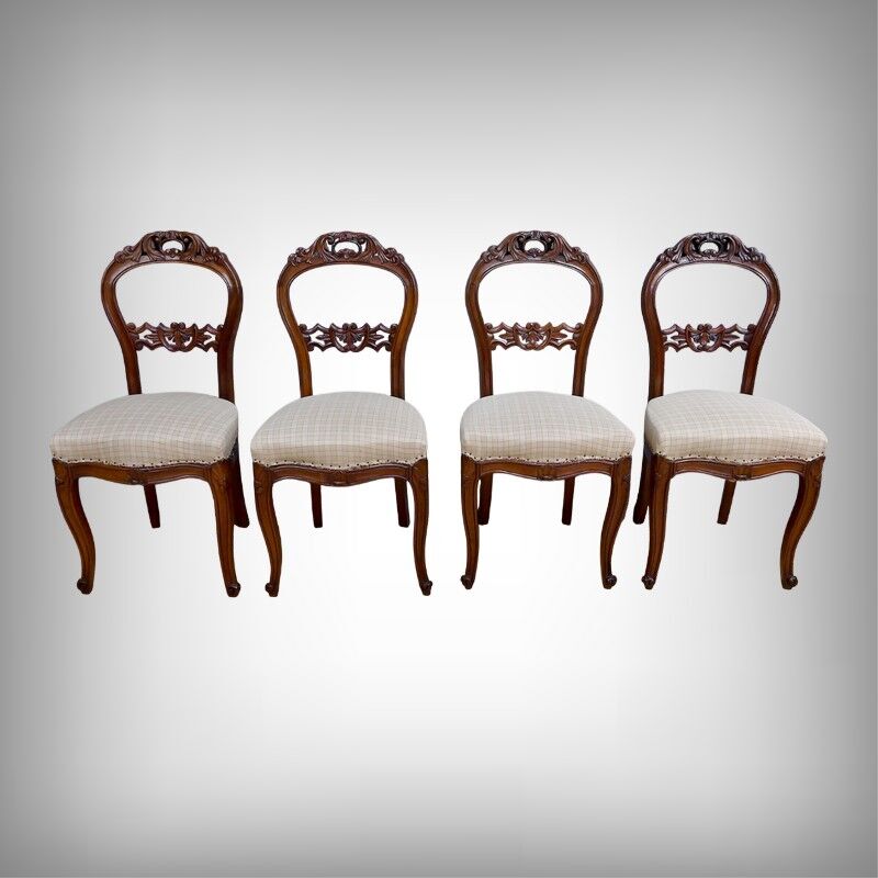 Set of 4 mahogany chairs, Napoléon III period - second half of the 19th century.