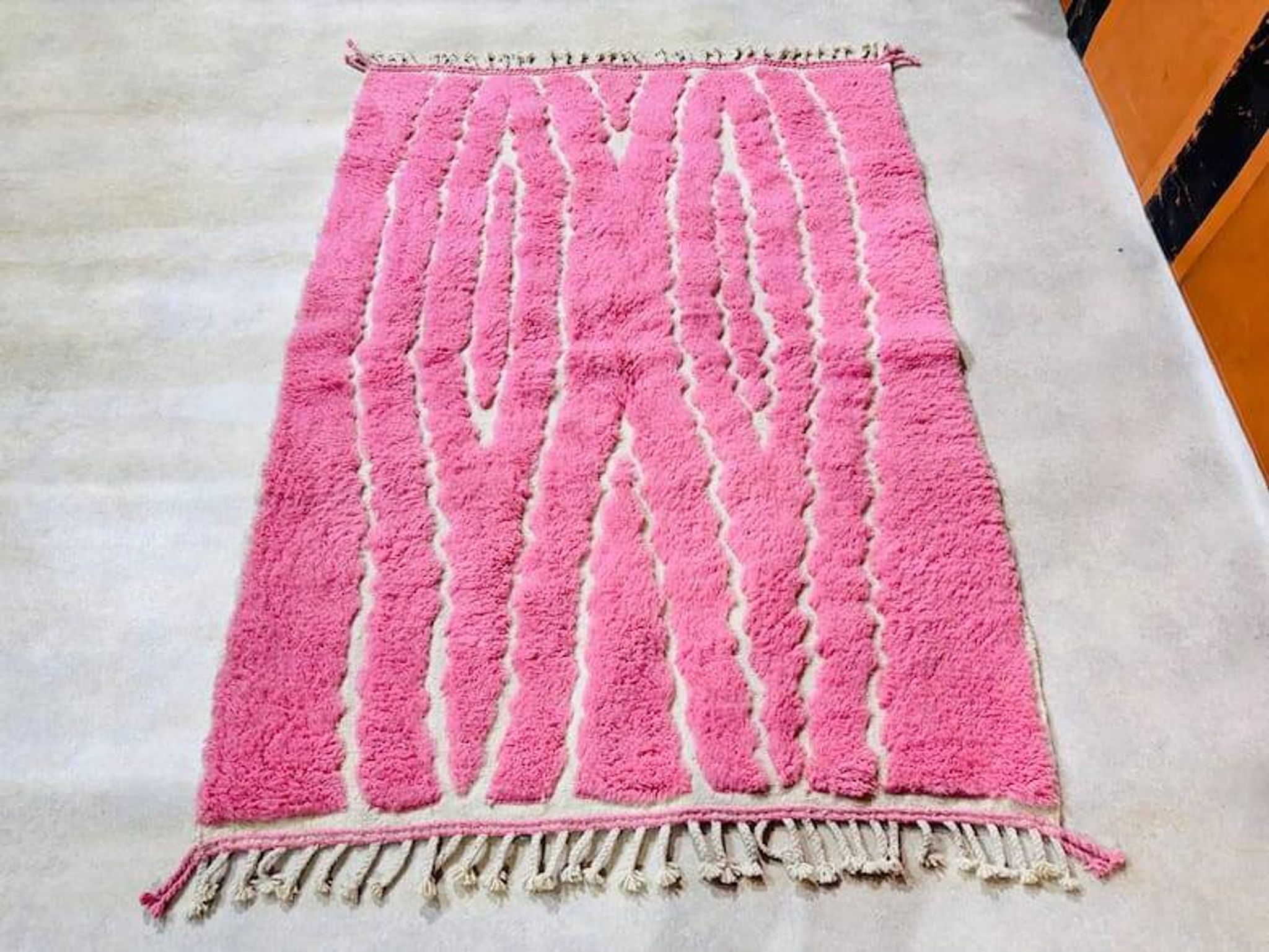 Tapis berbere de atlas fait main rose