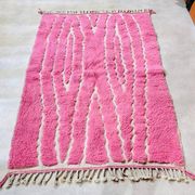 Tapis berbere de atlas fait main rose