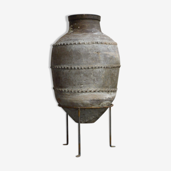 Antique turkish terracotta olive pot mediterranean pottery jar