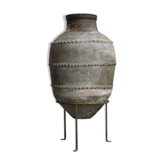 Antique turkish terracotta olive pot mediterranean pottery jar