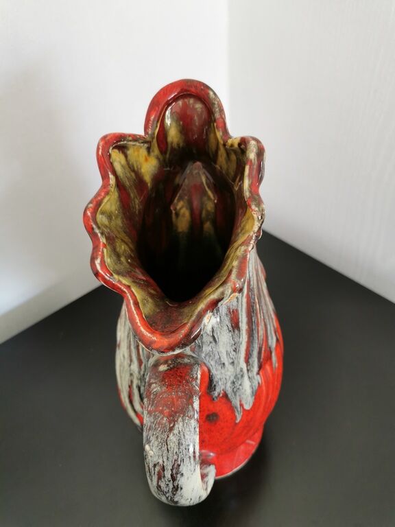 Red ceramic rooster pitcher/vase