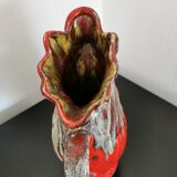 Pichet vase coq en céramique rouge