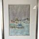 Tableau Marine. Original pastel signed by Henri Reiter. Port Normandie.
