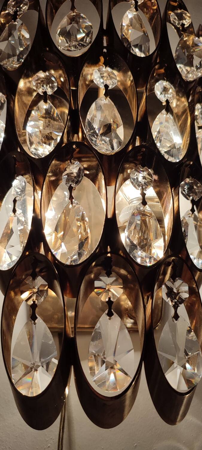 Par de apliques de cristales. Alemania, 1960s.