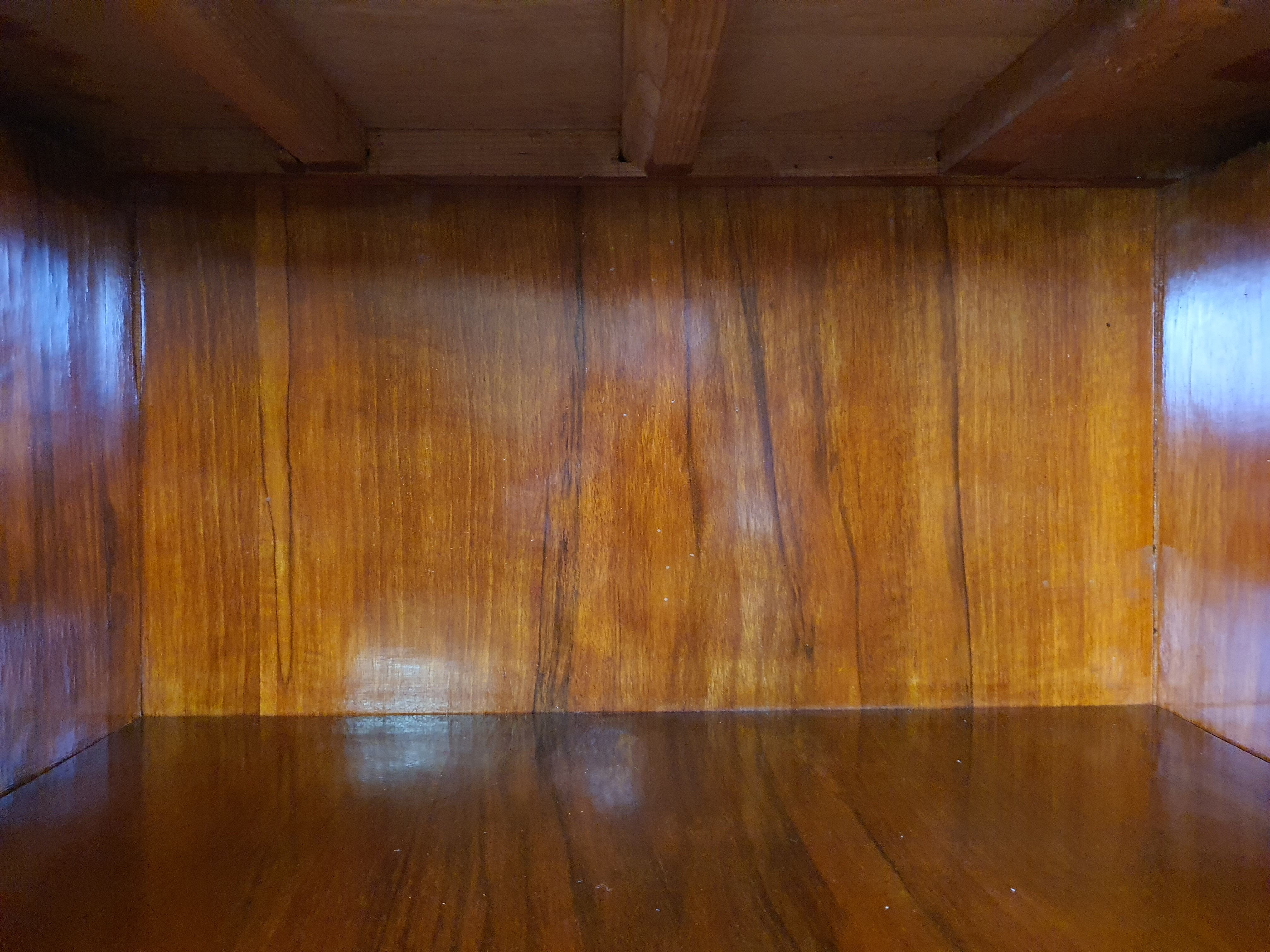 Art deco dining room sideboard in briar with upstand, 1940s