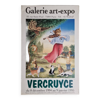 Affiche d'exposition de Bernard Vercruyce, signée, 1995, 40 x 61 cm