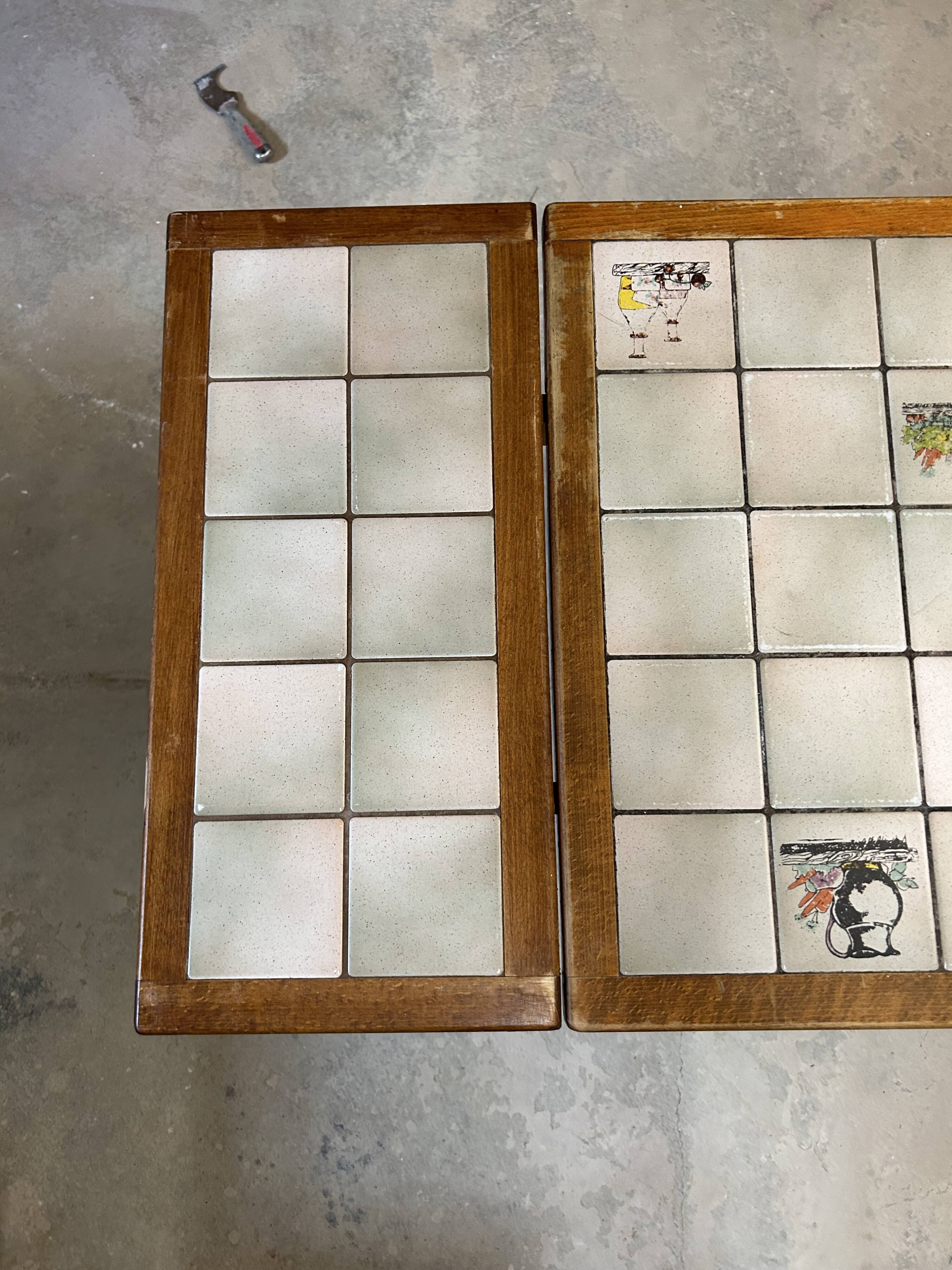 Table extensible en  bois et mosaïque