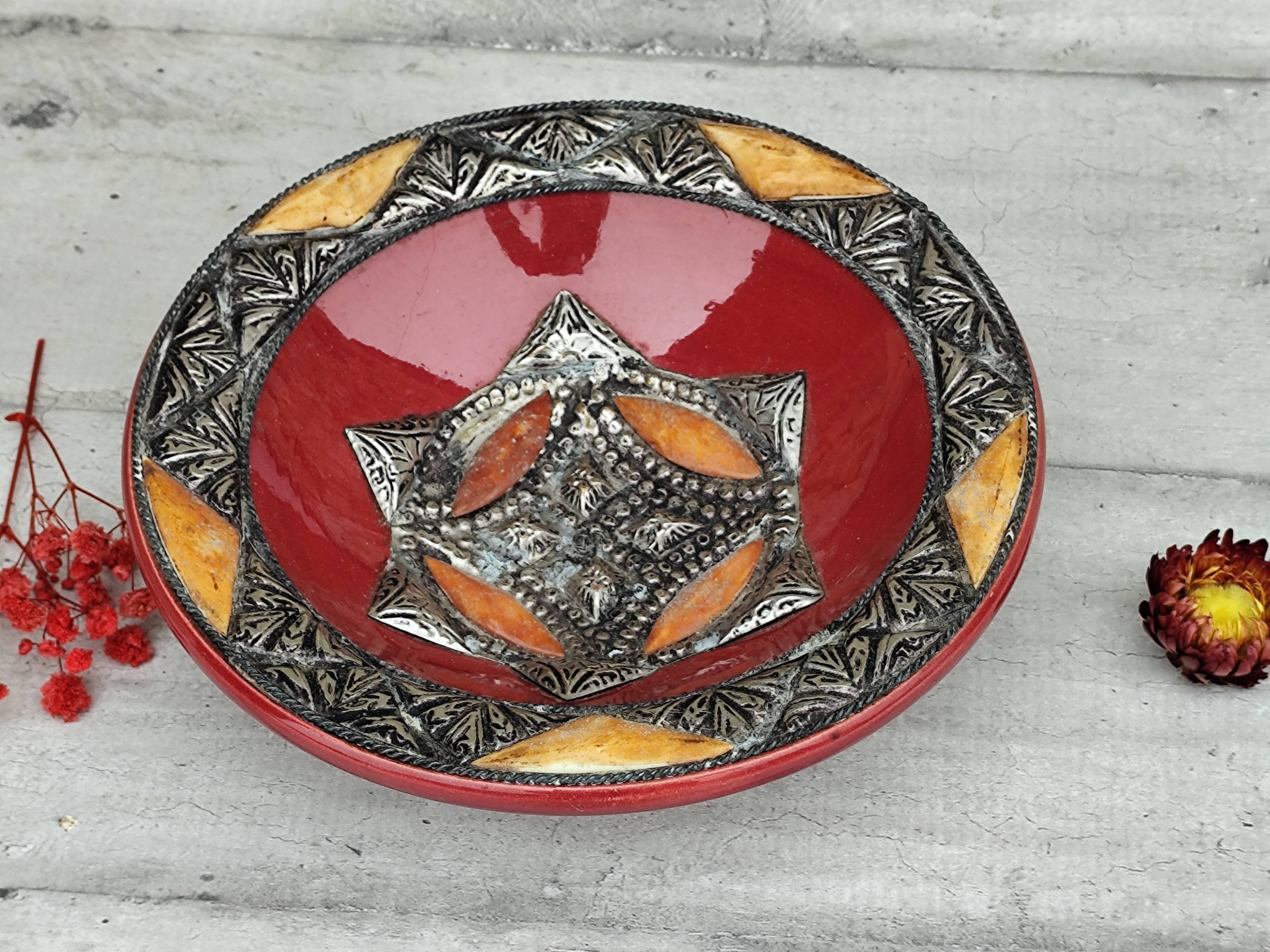 Vintage Moroccan ceramic and stone dish