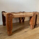 3 tabourets charpoy bois et corde