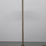 1940s Restored Brass Floor Lamp with  Glass Shade